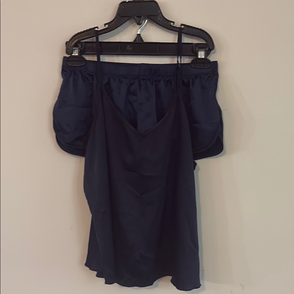 Elegant Navy Blue Women's Pajama Set